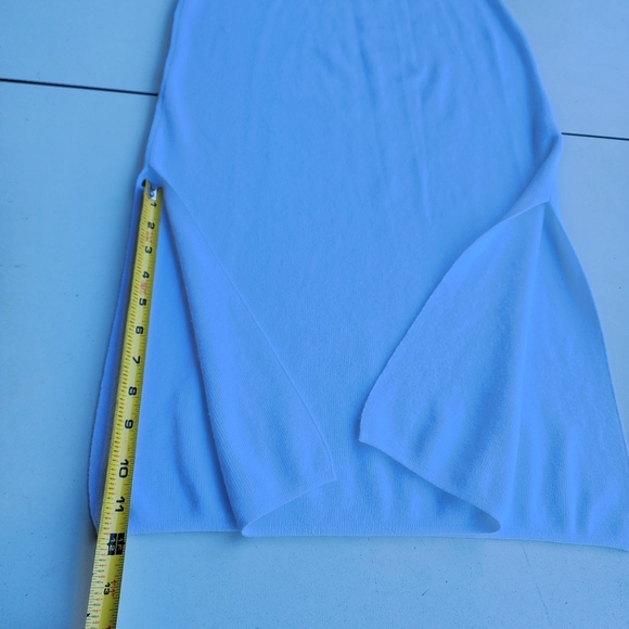 Women’s Knit Sweater Dress White Viscose V-neck Winter Bat Long Sleeve Ribbed M - Picture 12 of 14